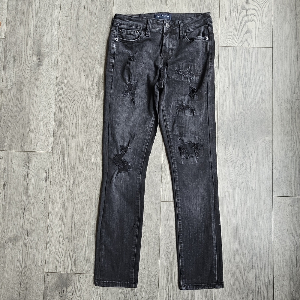 Aeropostal Distressed Stretch Skinny Jeans Size 28x30 - Black